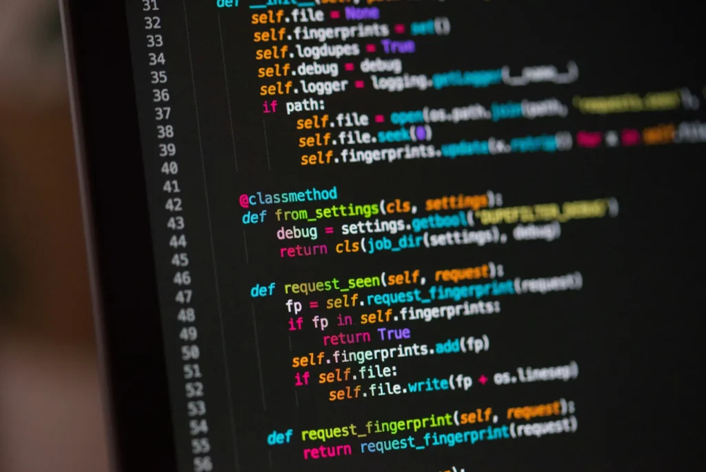A computer screen full of code during a website check